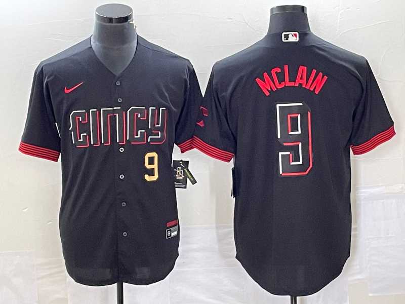 Men%27s Cincinnati Reds #9 Matt McLain Number Black 2023 City Connect Cool Base Stitched Jersey